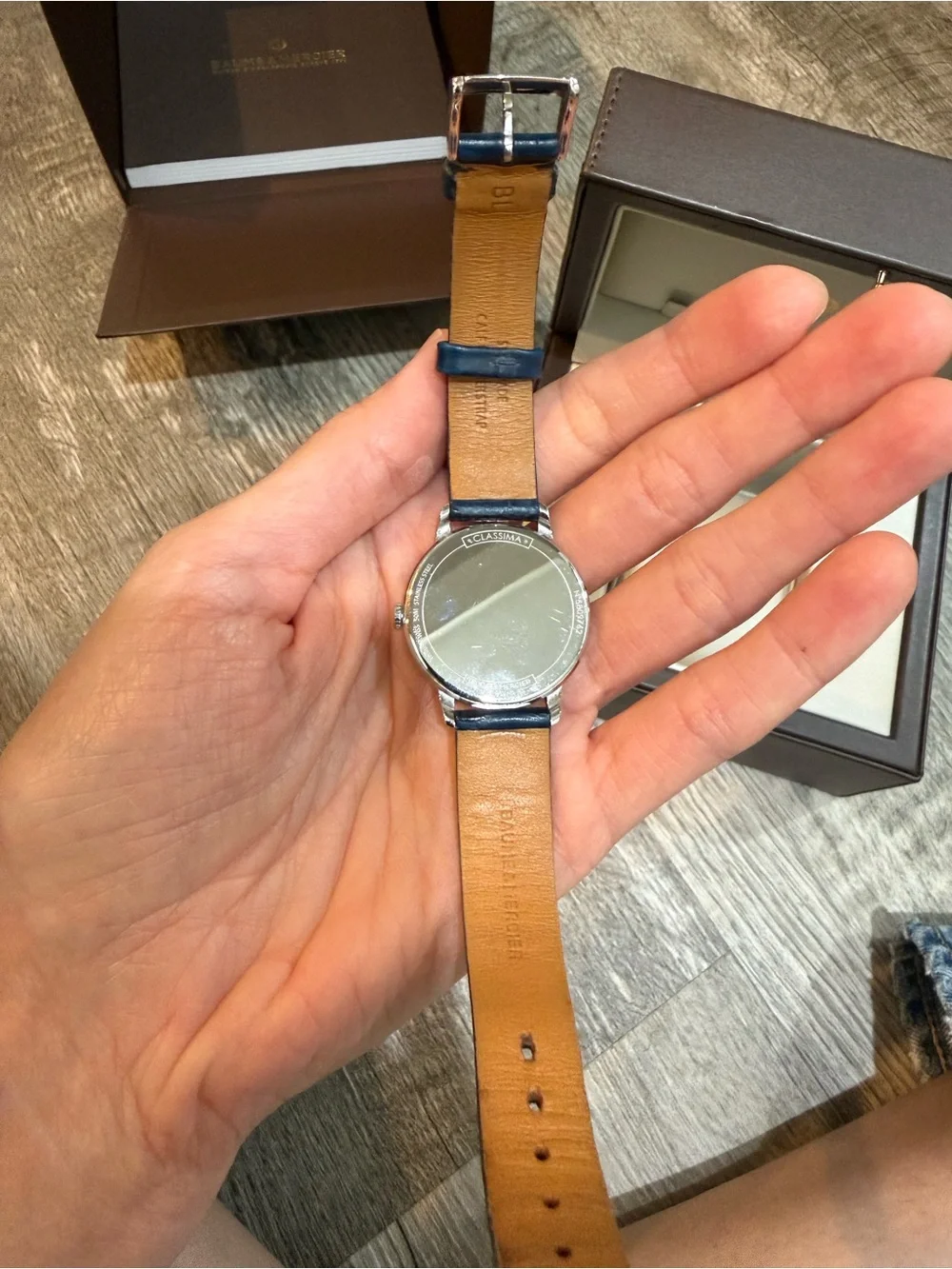 Baume & Mercier navy blue leather watch